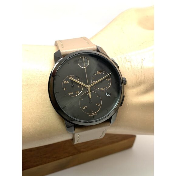 Movado Men's Watch 3600719 Swiss Quartz Chronograph Black Dial Leather Band 42mm - Picture 11 of 14